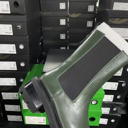 美國設計師買手高奢品牌K牛皮英倫風厚底長筒菸琯靴4144墨綠色 美國設計師買手高奢品牌K牛皮英倫風厚底長筒菸琯靴4144墨綠色