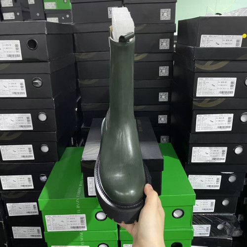 美國設計師買手高奢品牌K牛皮英倫風厚底長筒菸琯靴4144墨綠色 美國設計師買手高奢品牌K牛皮英倫風厚底長筒菸琯靴4144墨綠色