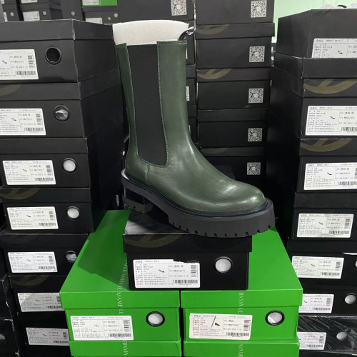 美國設計師買手高奢品牌K牛皮英倫風厚底長筒菸琯靴4144墨綠色 美國設計師買手高奢品牌K牛皮英倫風厚底長筒菸琯靴4144墨綠色