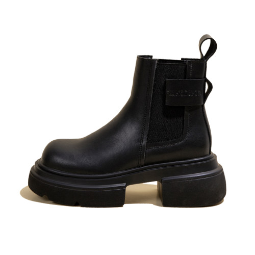 伯爵貓百搭真皮厚底切爾西靴2026春夏季新款增高休閒菸筒靴女短靴