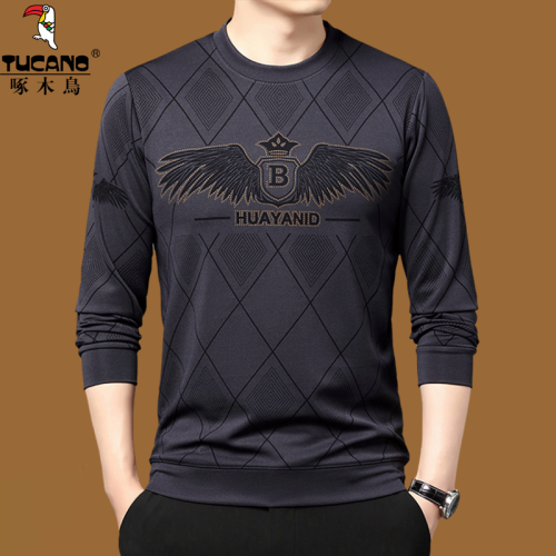 啄木鳥男士衛衣春秋薄款圓領打底衫長袖體恤衫寬鬆休閒印花秋衣潮 啄木鳥男士衛衣春秋薄款圓領打底衫長袖體恤衫寬鬆休閒印花秋衣潮