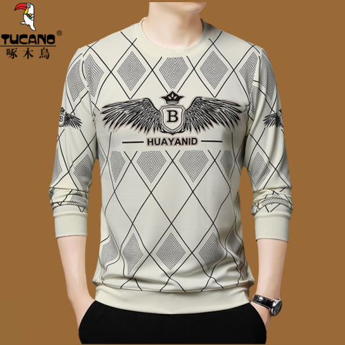 啄木鳥男士衛衣春秋薄款圓領打底衫長袖體恤衫寬鬆休閒印花秋衣潮 啄木鳥男士衛衣春秋薄款圓領打底衫長袖體恤衫寬鬆休閒印花秋衣潮