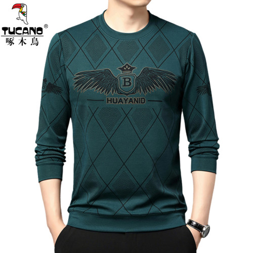 啄木鳥男士衛衣春秋薄款圓領打底衫長袖體恤衫寬鬆休閒印花秋衣潮 啄木鳥男士衛衣春秋薄款圓領打底衫長袖體恤衫寬鬆休閒印花秋衣潮