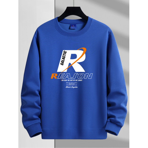 春秋季男薄款衛衣套頭圓領寬鬆加大碼長袖上衣無帽外套純色打底衫