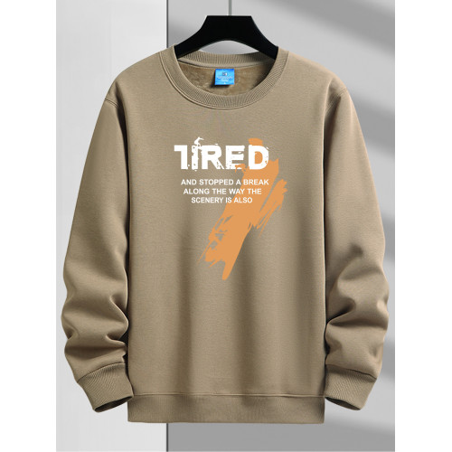 春秋季男薄款衛衣套頭圓領寬鬆加大碼長袖上衣無帽外套純色打底衫