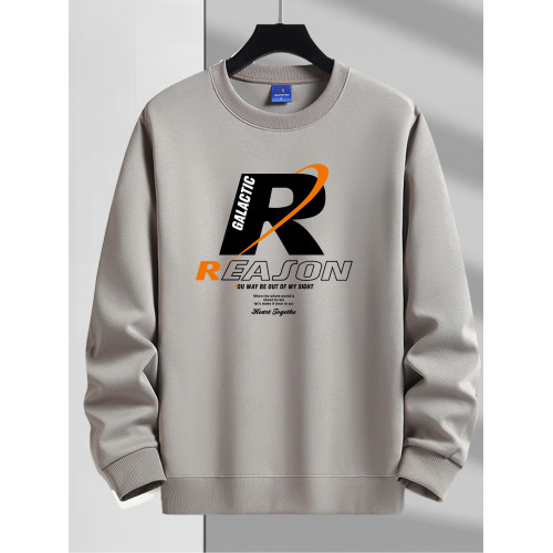 春秋季男薄款衛衣套頭圓領寬鬆加大碼長袖上衣無帽外套純色打底衫