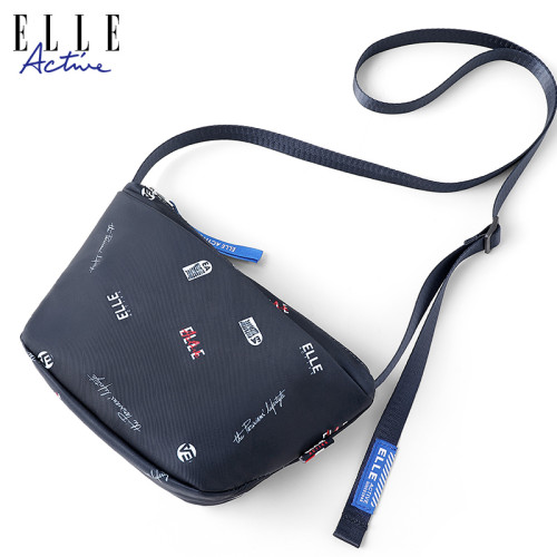 ELLE Active2022新款運動斜後後背包男女輕便印花字母餃子包百搭潮
