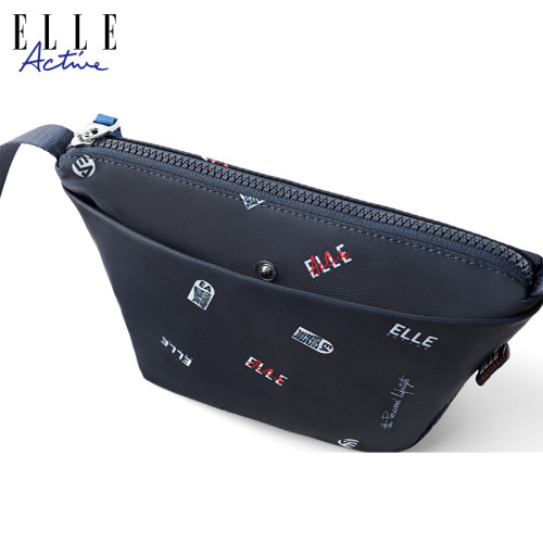 ELLE Active2022新款運動斜後後背包男女輕便印花字母餃子包百搭潮