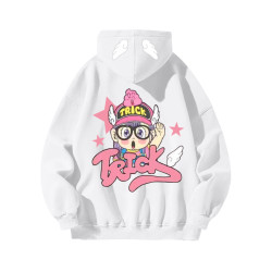 銀狐絨國潮阿拉蕾可愛印花連帽衛衣男女寬鬆秋冬ins休閒加絨外套