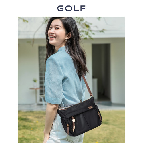 GOLF/高爾夫女士斜後後背包2026新款時尚休閒帆布包單肩中年媽媽包