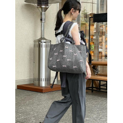 日本ayako蝴蝶結托特包大容量可斜背純棉沙灘包通勤媽咪包手提包