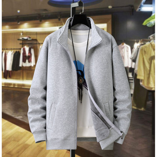 純棉開衫衛衣男士2022秋冬款加絨加厚寬鬆男裝休閒立領上衣外套 純棉開衫衛衣男士2022秋冬款加絨加厚寬鬆男裝休閒立領上衣外套