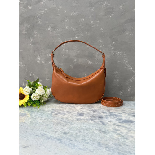 進口植鞣頭層牛皮精緻月牙包hobo包簡約百搭通勤斜背單肩腋下包女