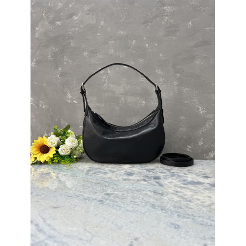 進口植鞣頭層牛皮精緻月牙包hobo包簡約百搭通勤斜背單肩腋下包女