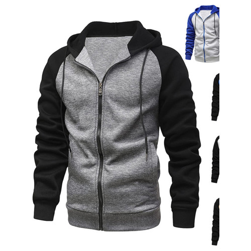 秋冬撞色連帽修身大碼衛衣拉鍊開衫休閒外套上衣男Men sweatshirt 秋冬撞色連帽修身大碼衛衣拉鍊開衫休閒外套上衣男Men sweatshirt