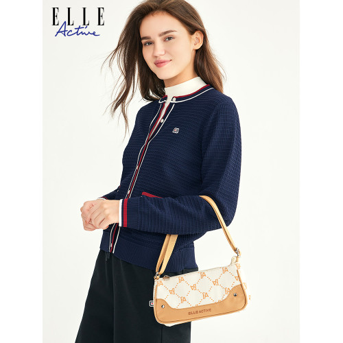 ELLE Active女包撞色老花斜後後背包腋下包休閒時尚單肩包手提包 ELLE Active女包撞色老花斜後後背包腋下包休閒時尚單肩包手提包