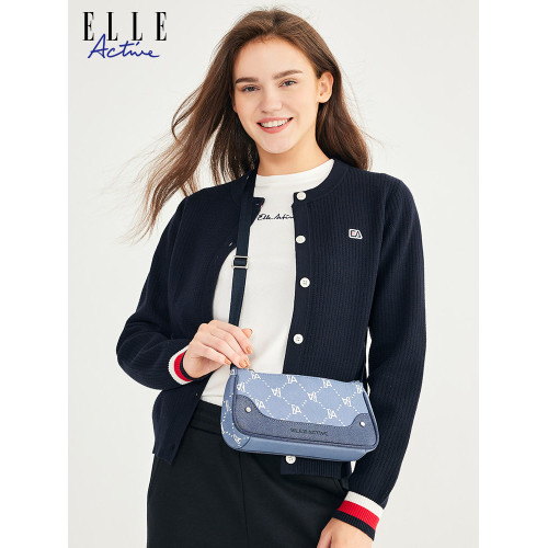 ELLE Active女包撞色老花斜後後背包腋下包休閒時尚單肩包手提包 ELLE Active女包撞色老花斜後後背包腋下包休閒時尚單肩包手提包