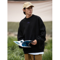 350g重磅麂皮絨衛衣春季復古寬鬆情侶衣服女加絨美式潮牌外套男士