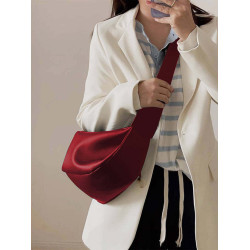 紅色雲朵包包女式2026爆款超火新款高級感休閒百搭真皮斜背餃子包