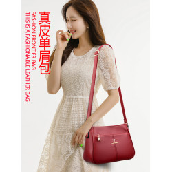 袋鼠真皮女包斜後後背包女士2026新款小包媽媽包婆婆包單肩包牛皮百搭