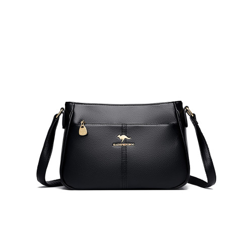 袋鼠真皮女包斜後後背包女士2025新款小包媽媽包婆婆包單肩包牛皮百搭