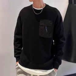 美式復古棗紅色衛衣男士秋冬季加絨無帽長袖打底衫男潮牌重磅外套