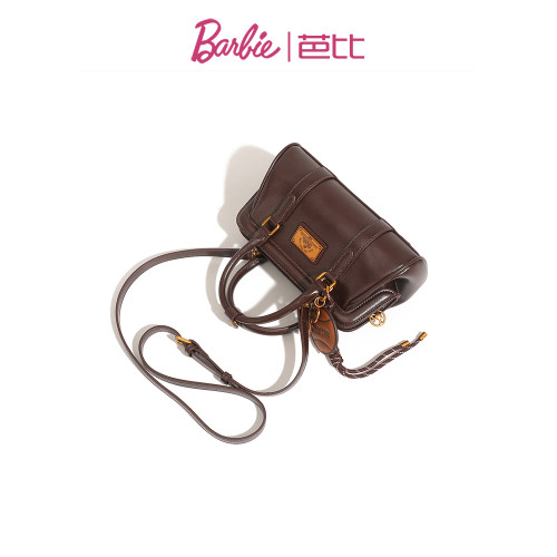 Barbie芭比輕奢復古小衆手提保齡球包單肩斜背小包高級質感女包包