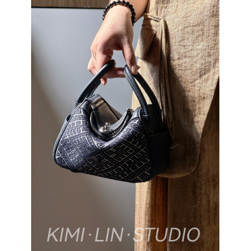 非遺名家壯錦lindy琳迪包頭層牛皮新中式國風女包單肩斜背手提包