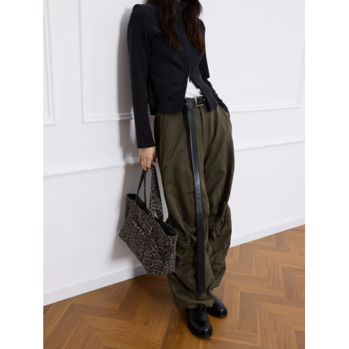 LE AMO｜原創 '曲奇豹' 復古豹紋機車龐克鉚釘大容量通勤托特包