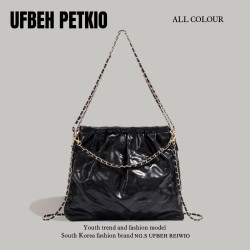 高級感大容量托特流浪包女士2025新款百搭小香風鏈條水桶垃圾袋包