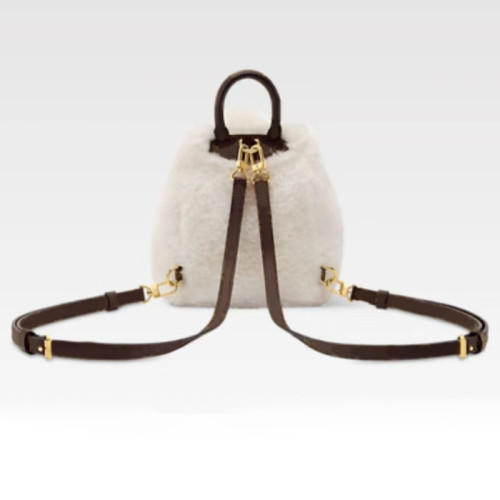 2025秋冬新款可愛花朵白色百搭毛毛絨雙肩包韓版後後背包女包包個性潮