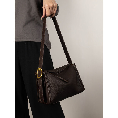 復古新款頭層牛皮枕頭包包高級感大容量斜背單肩包小衆設計托特包