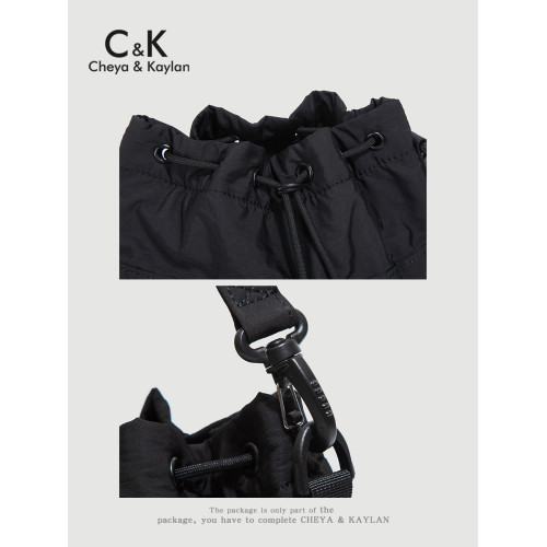 CHEYA&KAYLAN原創設計多口袋輕便帆布雙肩包女手提單肩斜背水桶包