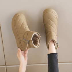 皮毛一體雪地靴女款2025新款冬季加絨加厚哈爾濱棉靴防水厚底棉鞋