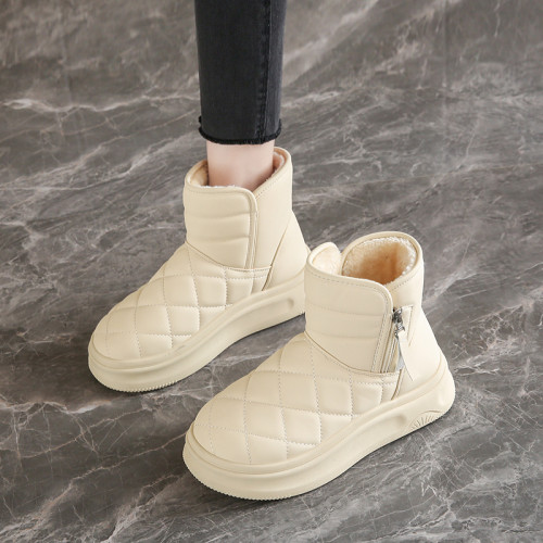 皮毛一體雪地靴女款2025新款冬季加絨加厚哈爾濱棉靴防水厚底棉鞋