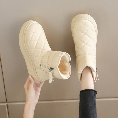 皮毛一體雪地靴女款2025新款冬季加絨加厚哈爾濱棉靴防水厚底棉鞋