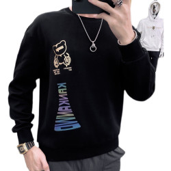 歐洲站衛衣男2024新款秋季網紅小熊印花外套春秋款長袖上衣情侶裝