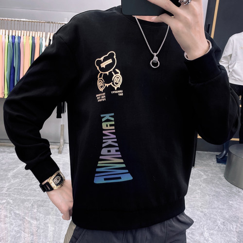 歐洲站衛衣男2024新款秋季網紅小熊印花外套春秋款長袖上衣情侶裝