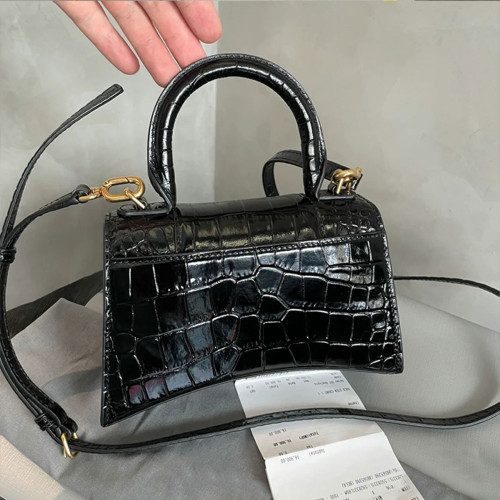 高級感B家沙漏包高版本小衆包包女2025新款鱷魚紋手提單肩斜後後背包