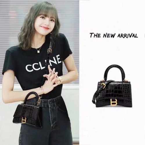 高級感B家沙漏包高版本小衆包包女2025新款鱷魚紋手提單肩斜後後背包