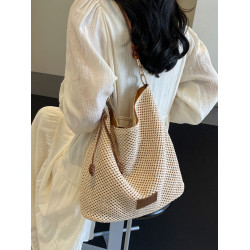 手拎休閒百搭編織包女2025夏季新款ins時尚簡約草編包潮流單肩包