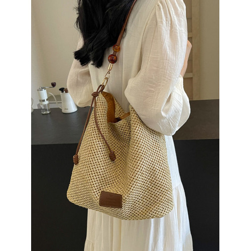 手拎休閒百搭編織包女2025夏季新款ins時尚簡約草編包潮流單肩包