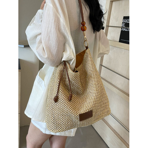 手拎休閒百搭編織包女2025夏季新款ins時尚簡約草編包潮流單肩包