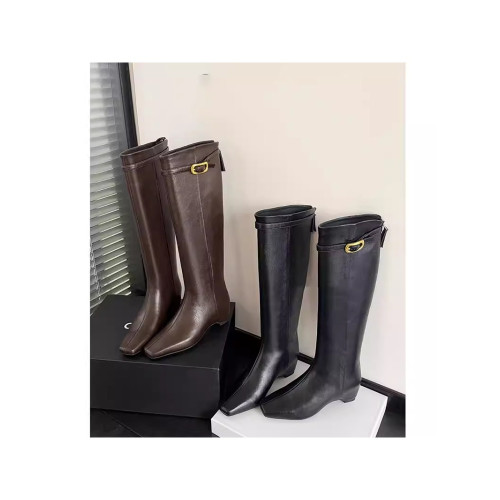 牛皮版~秋冬新款真皮小香風氣質長靴馬丁靴長筒靴時尚女時裝靴女