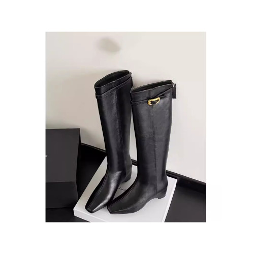 牛皮版~秋冬新款真皮小香風氣質長靴馬丁靴長筒靴時尚女時裝靴女