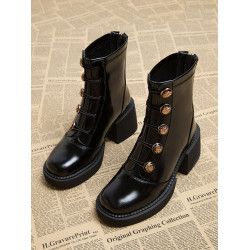 厚底馬丁靴女秋2025新款歐貨爆款靴子高跟網紅短靴粗跟英倫瘦瘦靴