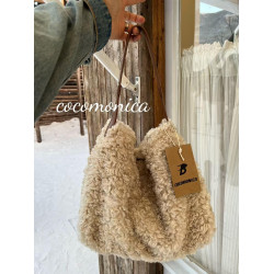 小衆品牌秋冬新款羊羔毛托特包大容量可愛毛茸茸手提單肩斜後後背包女