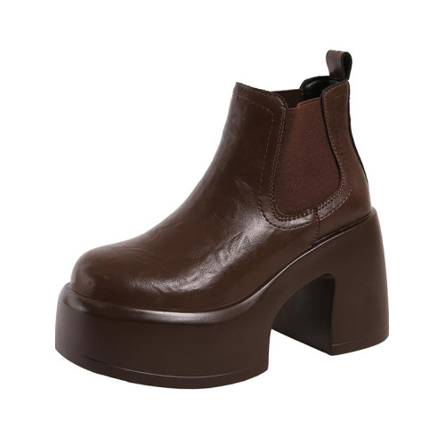 品牌真皮高跟菸筒靴女2025秋冬季新款小個子增高短靴厚底馬丁靴女 品牌真皮高跟菸筒靴女2025秋冬季新款小個子增高短靴厚底馬丁靴女