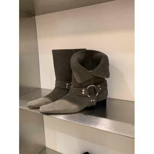 牛皮版~韓版真皮方頭粗跟馬丁靴女2026年新款繙折兩穿絨面機車靴