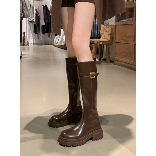 巨好看的長筒靴女秋冬2025新款爆款高筒騎士靴增高厚底棕色長靴子